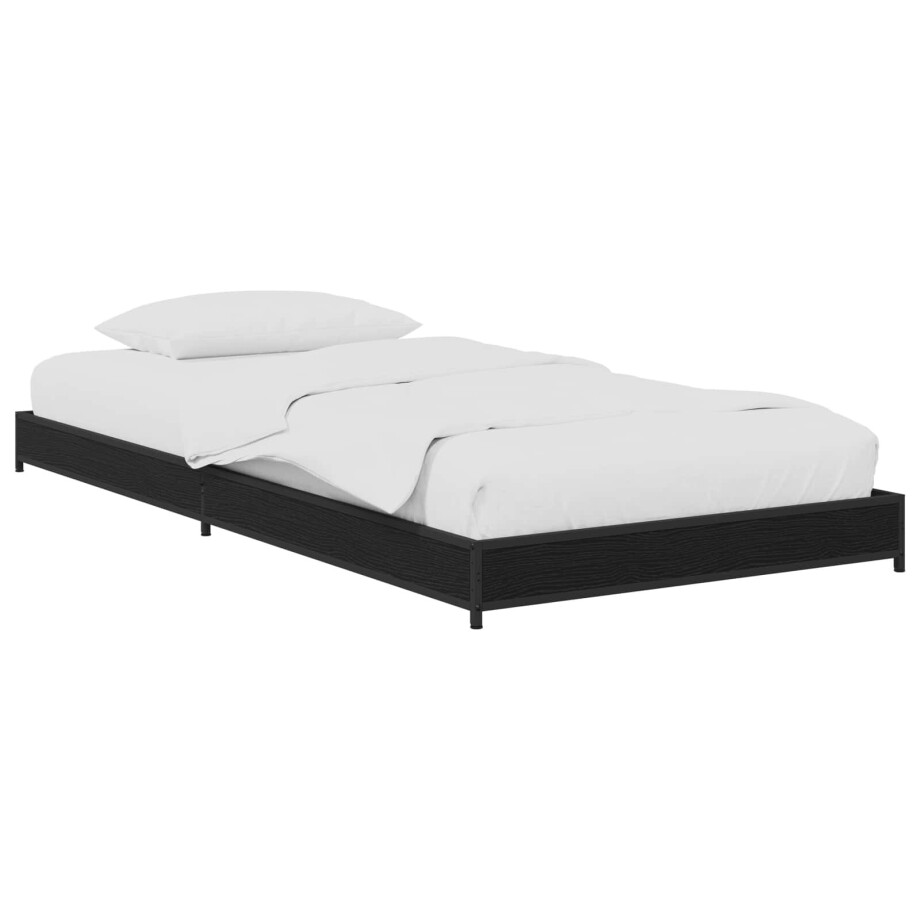 vidaXL Bedframe Zwart eiken 80 x 200 cm Bewerkt hout afbeelding 1