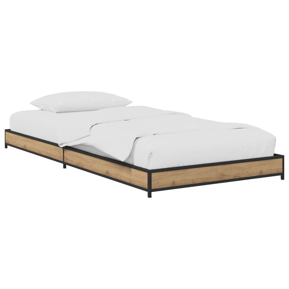 vidaXL Bedframe Artisanaal eiken 80 x 200 cm Bewerkt hout afbeelding 1