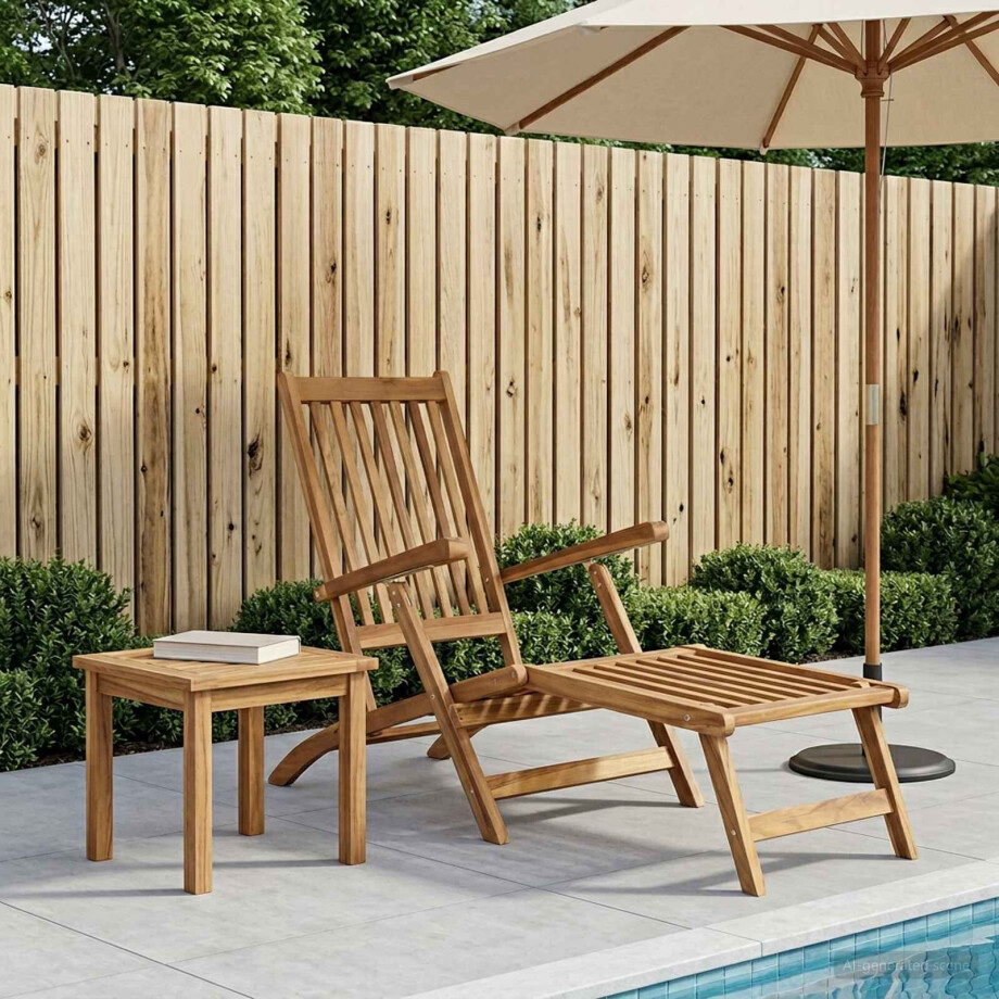 vidaXL Vouwdeckstoel Naturel Massief Teakhout vidaXL Vouwdeckstoel Naturel Massief Teakhout afbeelding 1