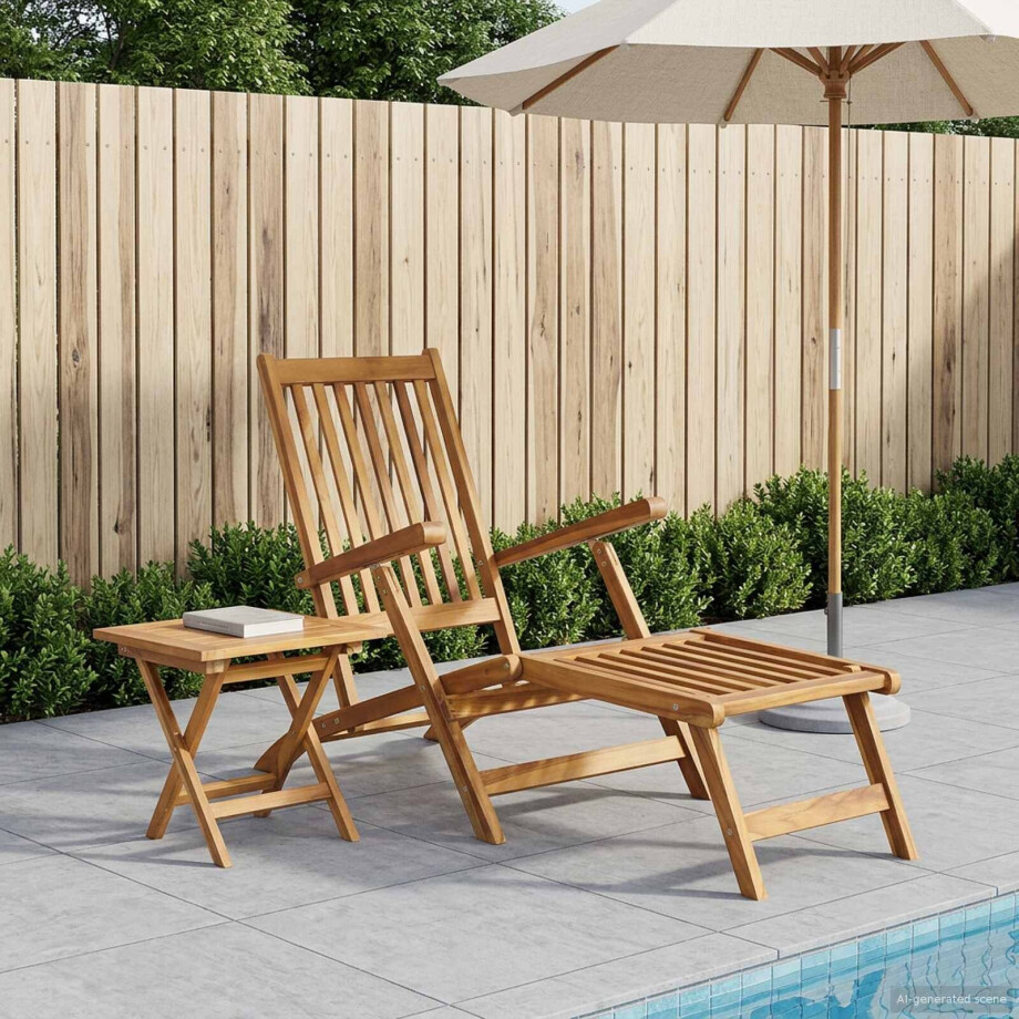 vidaXL Vouwstoel met Tafel Naturel Massief Teakhout vidaXL Vouwstoel met Tafel Naturel Massief Teakhout afbeelding 1