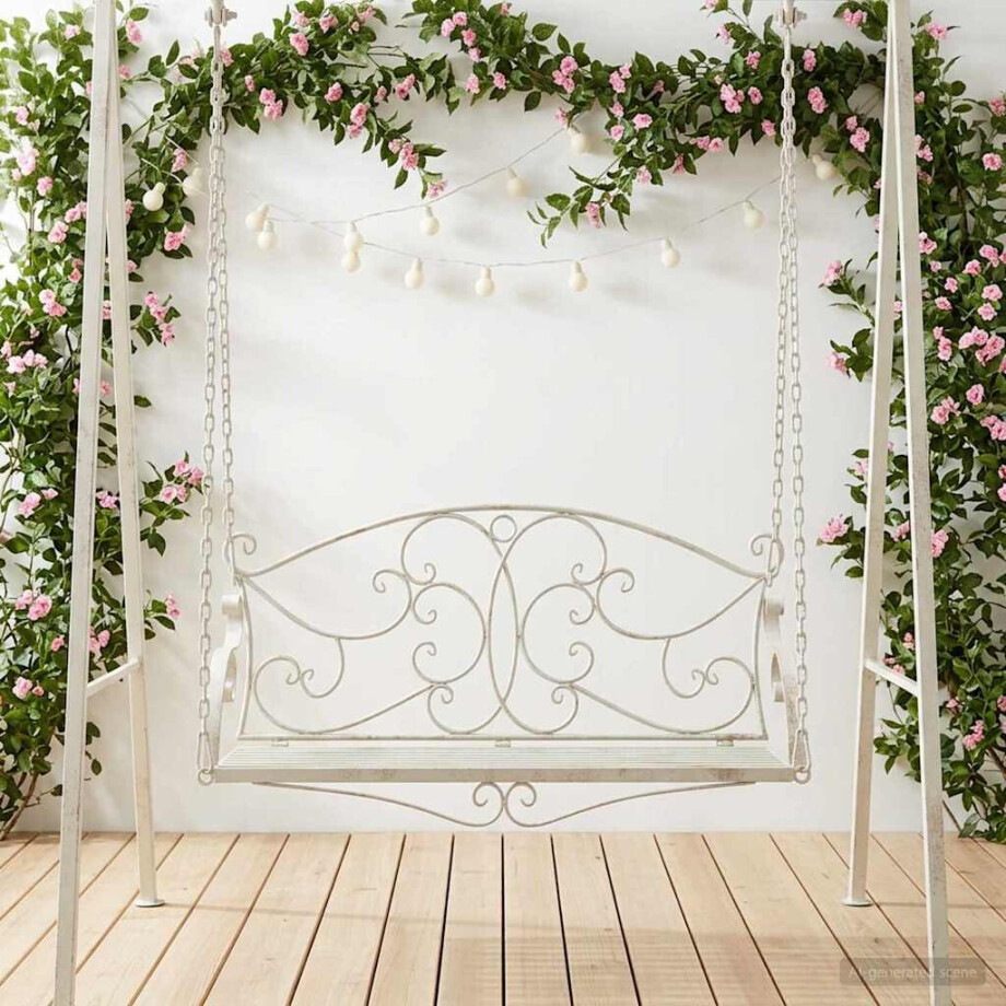 vidaXL Schommelbank Staal 110 x 52,5 x 47 cm Antiek wit vidaXL Schommelbank Staal 110 x 52,5 x 47 cm Antiek wit afbeelding 1