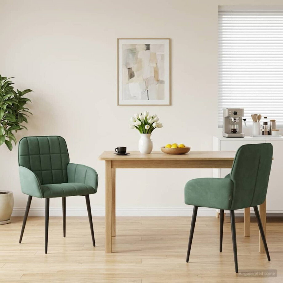 vidaXL Eettafelstoelen 2 st fluweel Zeegroen 57 x 50 x 85 cm afbeelding 1