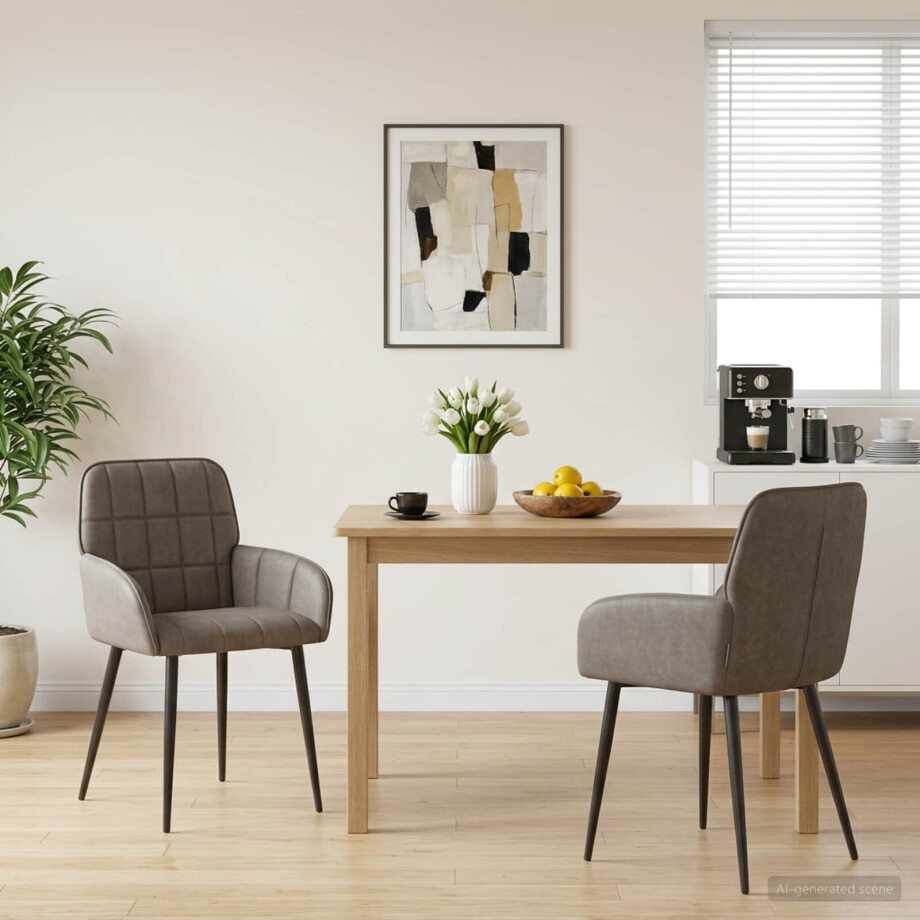 vidaXL Eettafelstoelen 2 st Kunstleer Grijs 57 x 50 x 85 cm afbeelding 1