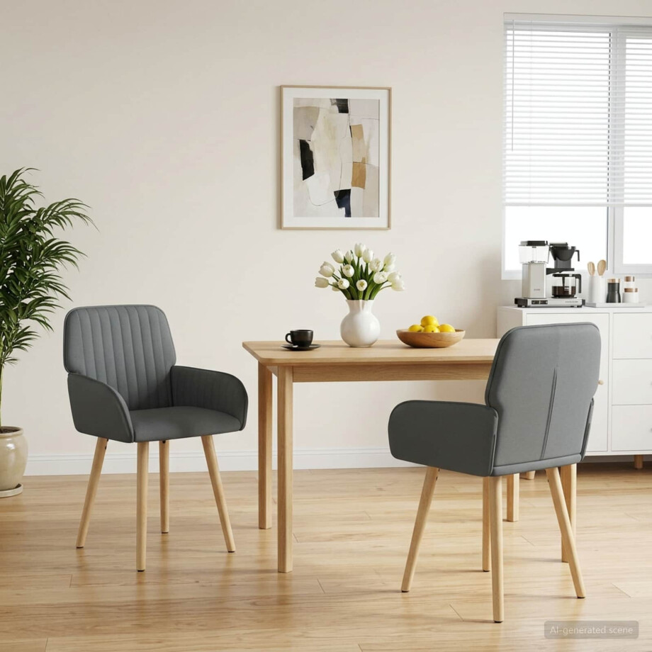 vidaXL Eettafelstoelen 2 st Stof Donkergrijs 56,5 x 50 x 87,5 cm vidaXL Eettafelstoelen 2 st Stof Donkergrijs 56,5 x 50 x 87,5 cm afbeelding 1