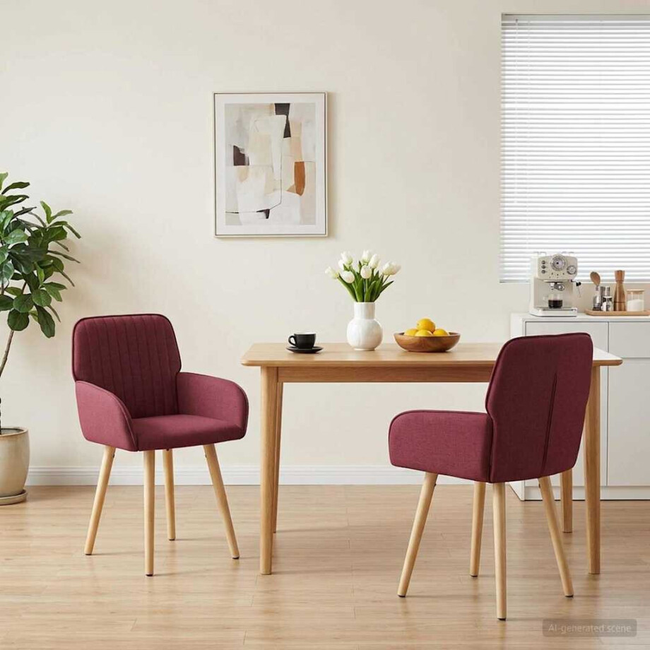 vidaXL Eettafelstoelen 2 st Stof Wijnrood 56,5 x 50 x 87,5 cm vidaXL Eettafelstoelen 2 st Stof Wijnrood 56,5 x 50 x 87,5 cm afbeelding 1