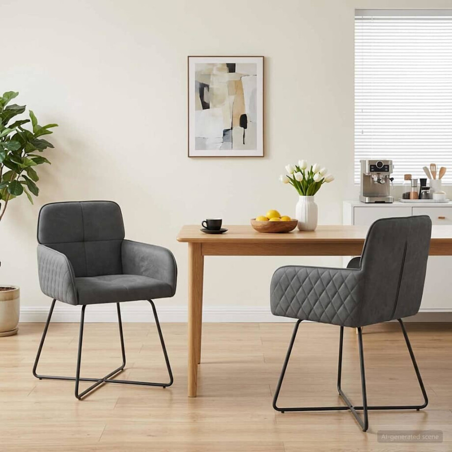 vidaXL Eettafelstoelen 2 st fluweel Donkergrijs 59 x 56,5 x 86 cm afbeelding 1