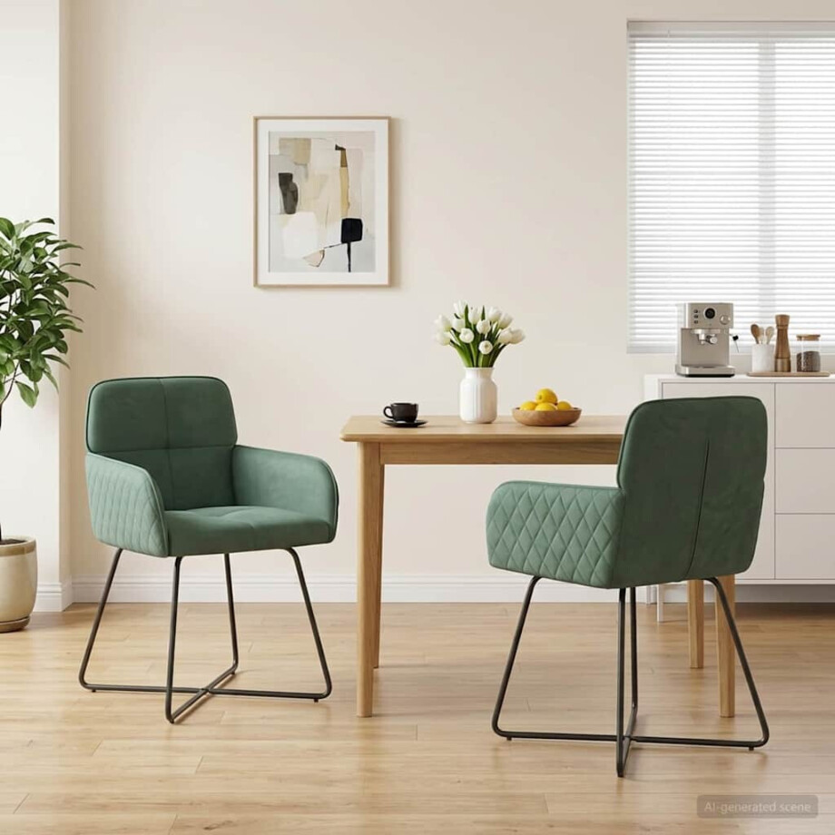 vidaXL Eettafelstoelen 2 st fluweel Zeegroen 59 x 56,5 x 86 cm vidaXL Eettafelstoelen 2 st fluweel Zeegroen 59 x 56,5 x 86 cm afbeelding 1