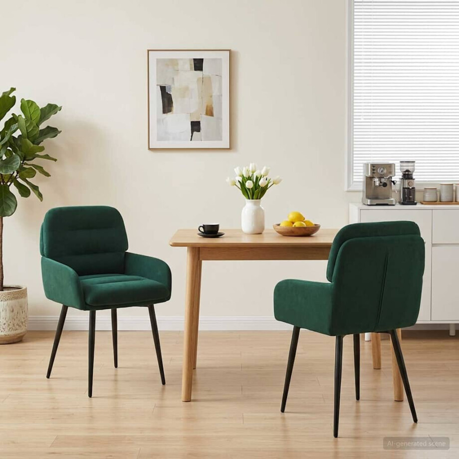 vidaXL Eettafelstoelen 2 st fluweel Donkergroen 59 x 59,5 x 90 cm vidaXL Eettafelstoelen 2 st fluweel Donkergroen 59 x 59,5 x 90 cm afbeelding 1