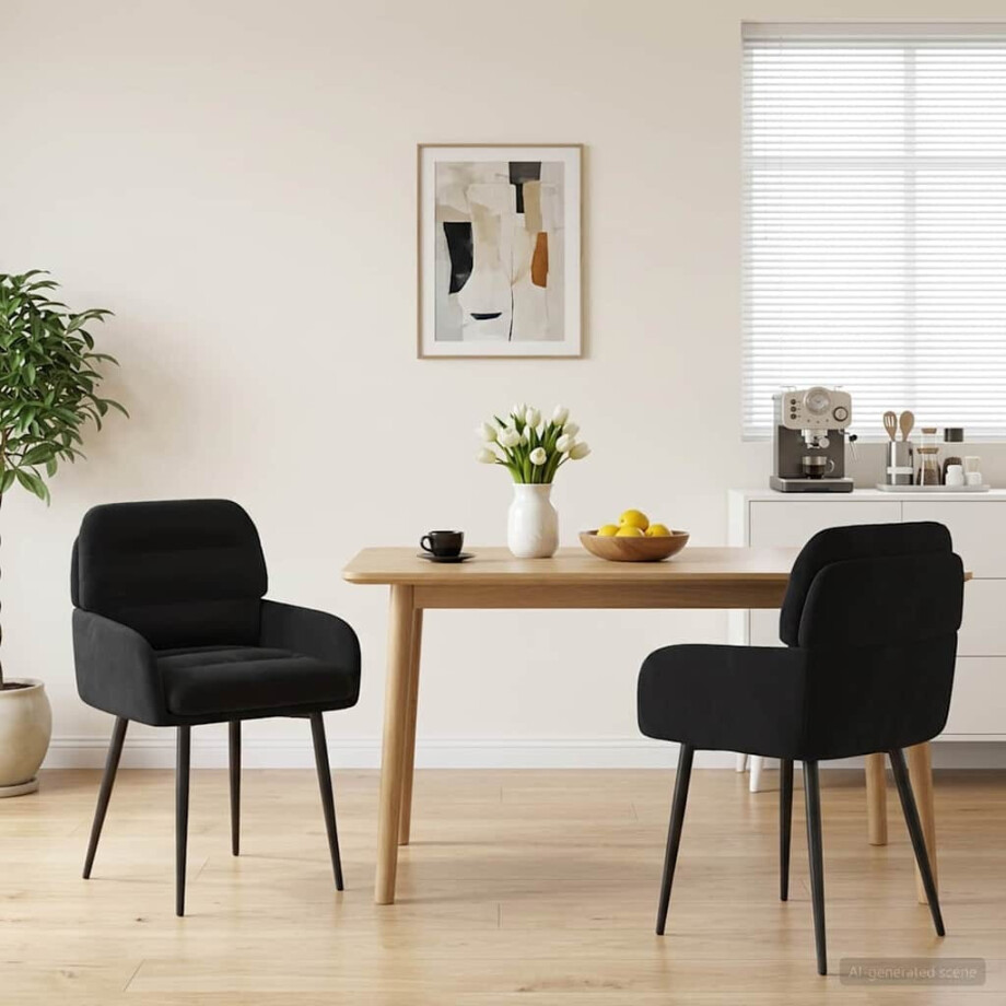 vidaXL Eettafelstoelen 2 st fluweel Zwart 59 x 59,5 x 90 cm afbeelding 1