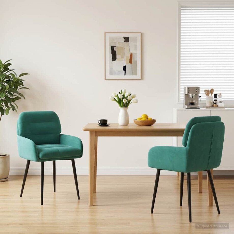 vidaXL Eettafelstoelen 2 st fluweel Turquoise 59 x 59,5 x 90 cm vidaXL Eettafelstoelen 2 st fluweel Turquoise 59 x 59,5 x 90 cm afbeelding 1