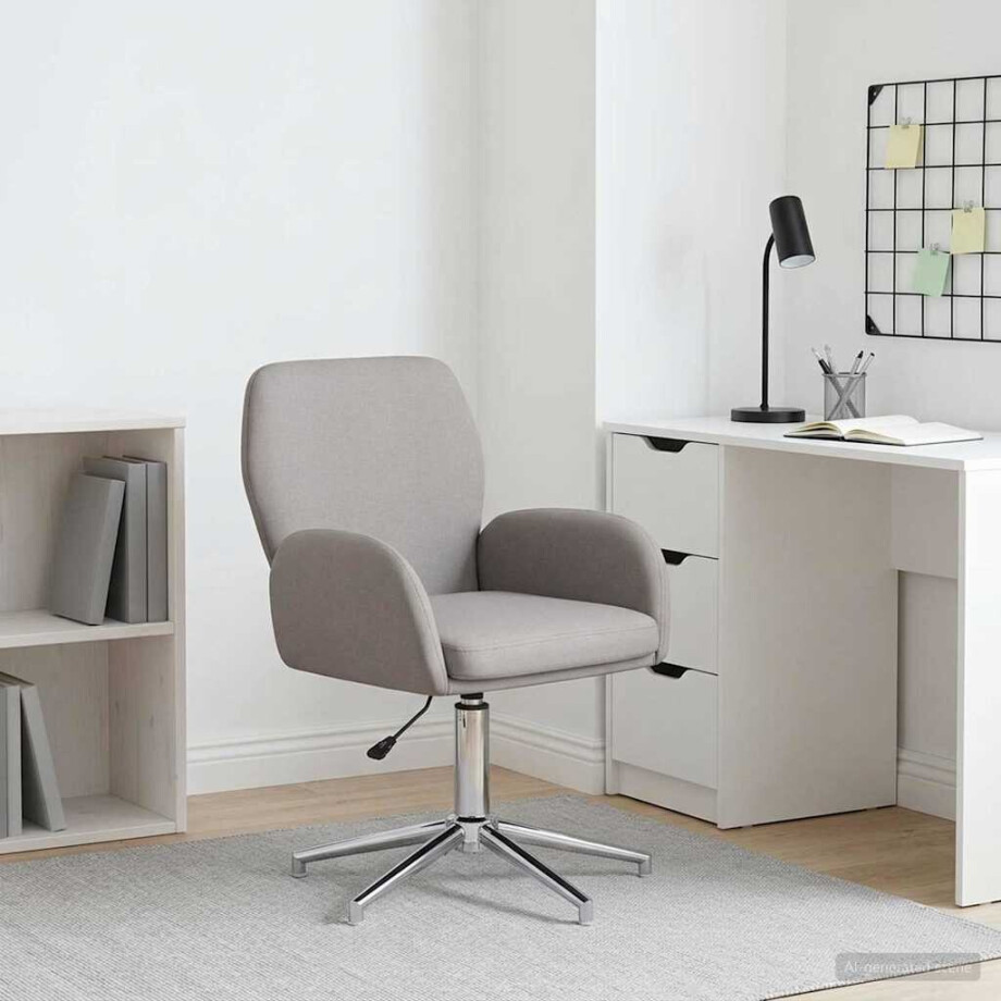 vidaXL Draaischrijfstoel 54 x 58 x 90 cm Taupe Stof afbeelding 1