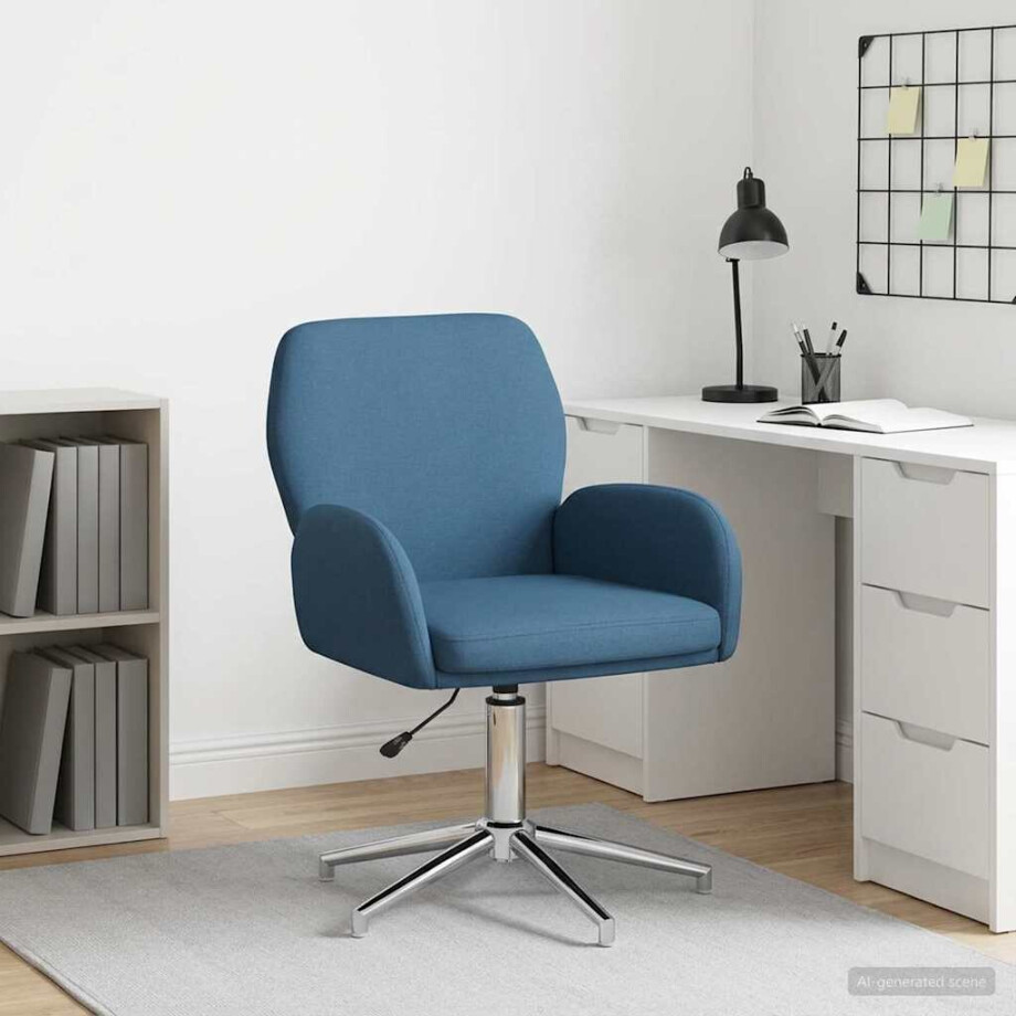 vidaXL Draaischrijfstoel 54 x 58 x 90 cm Blauw Stof vidaXL Draaischrijfstoel 54 x 58 x 90 cm Blauw Stof afbeelding 1