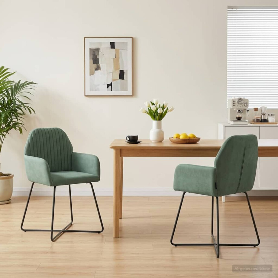 vidaXL Eettafelstoelen 2 st fluweel Zeegroen 55 x 50 x 84 cm afbeelding 1