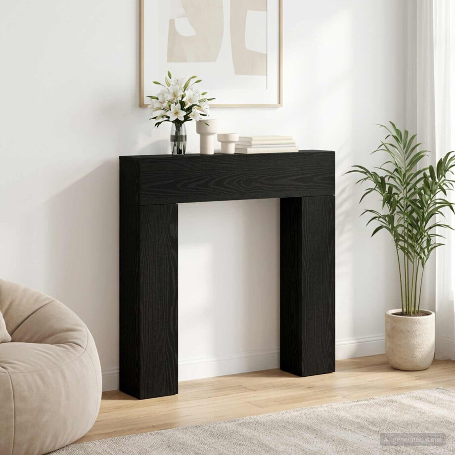 vidaXL Haardomlijsting Zwart eiken 102 x 18 x 100,5 cm Bewerkt hout vidaXL Haardomlijsting Zwart eiken 102 x 18 x 100,5 cm Bewerkt hout afbeelding 1
