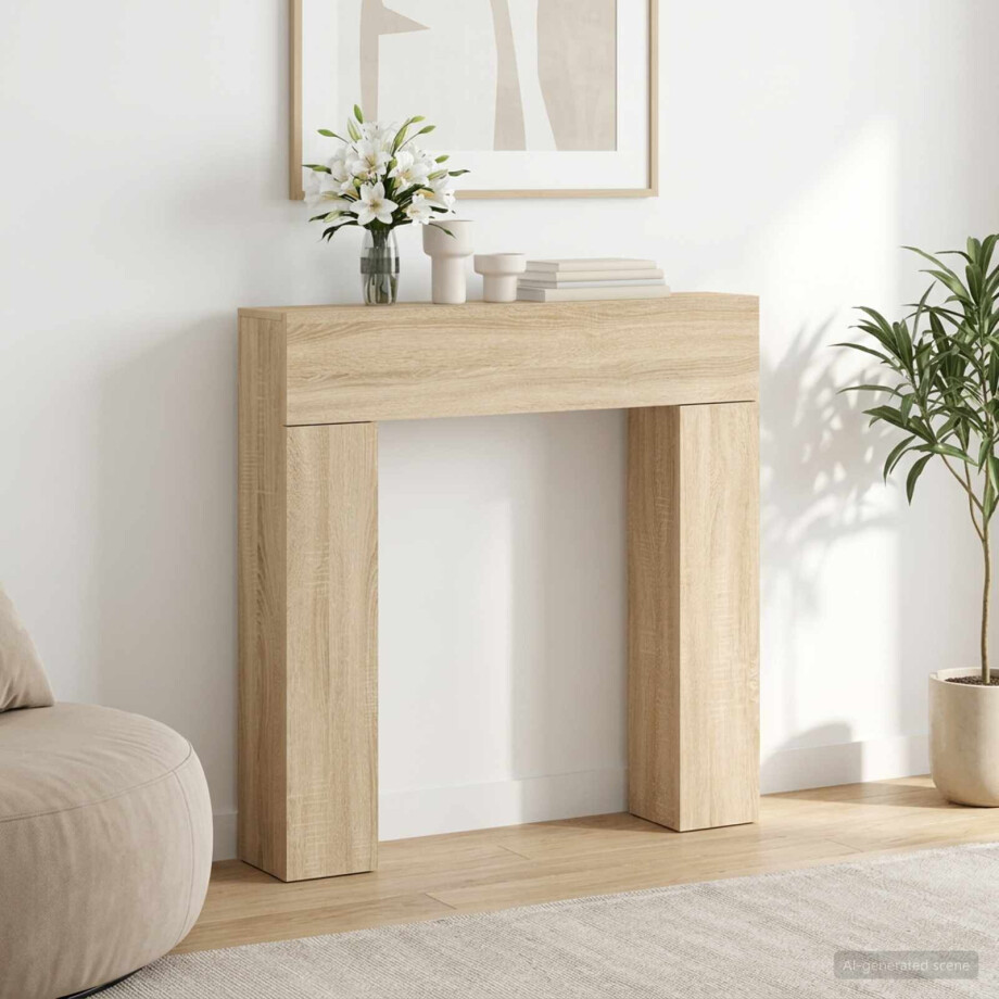 vidaXL Haardomlijsting Sonoma Eiken 102 x 18 x 100,5 cm Bewerkt hout vidaXL Haardomlijsting Sonoma Eiken 102 x 18 x 100,5 cm Bewerkt hout afbeelding 1