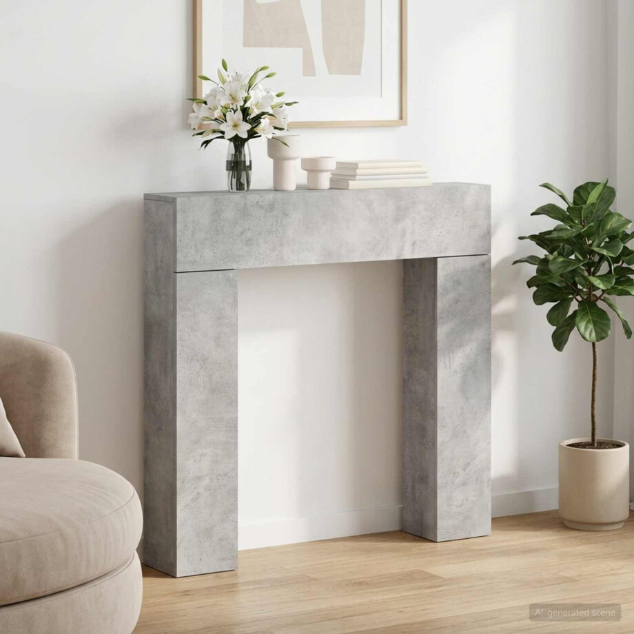 vidaXL Haardomlijsting Betongrijs 102 x 18 x 100,5 cm Bewerkt hout vidaXL Haardomlijsting Betongrijs 102 x 18 x 100,5 cm Bewerkt hout afbeelding 1