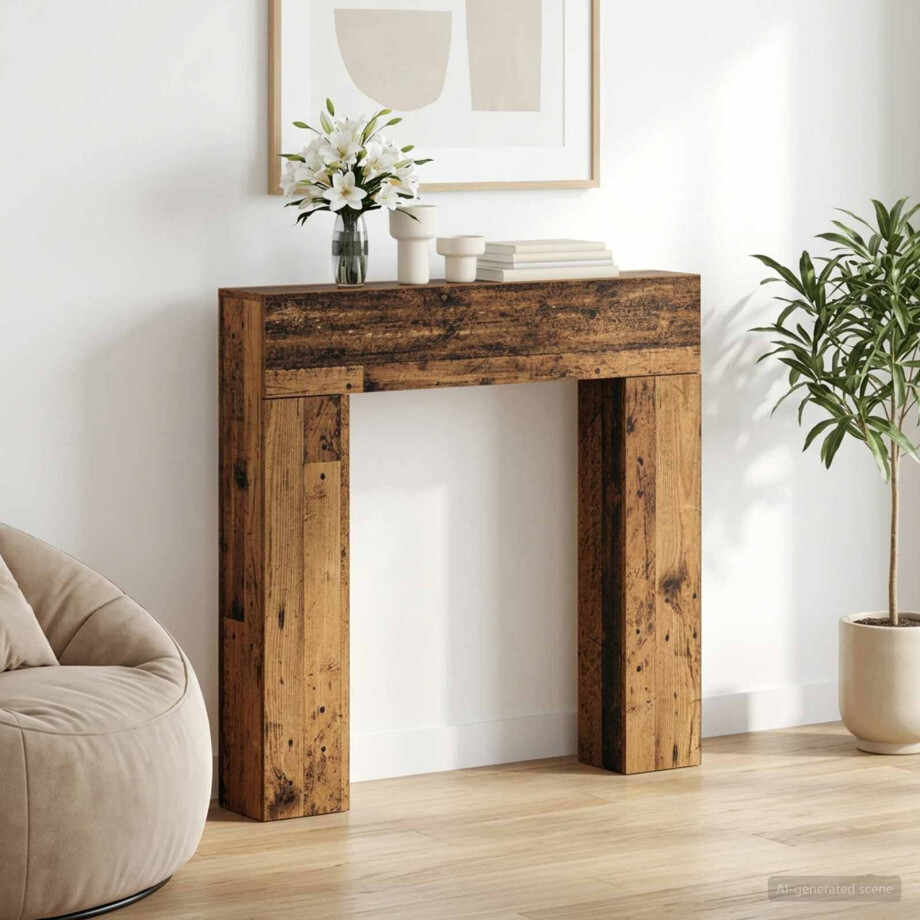 vidaXL Haardomlijsting Oud hout 102 x 18 x 100,5 cm Bewerkt hout afbeelding 1