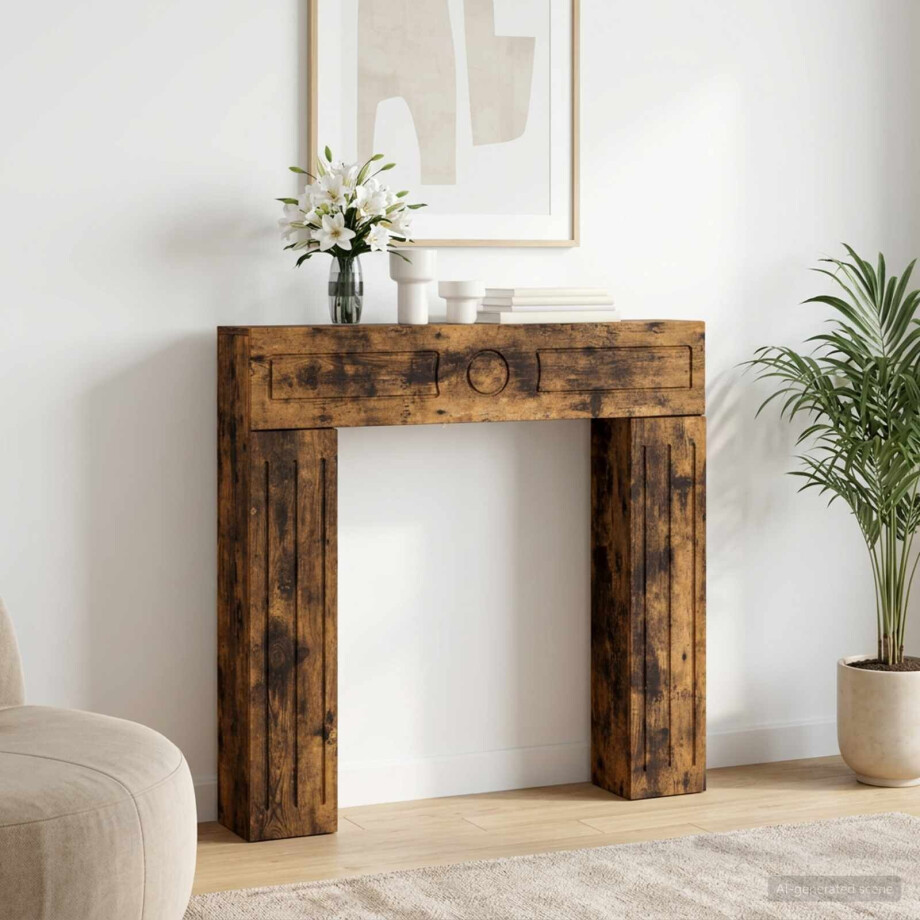 vidaXL Haardomlijsting Gerookt eiken 102 x 18 x 100,5 cm Bewerkt hout vidaXL Haardomlijsting Gerookt eiken 102 x 18 x 100,5 cm Bewerkt hout afbeelding 1