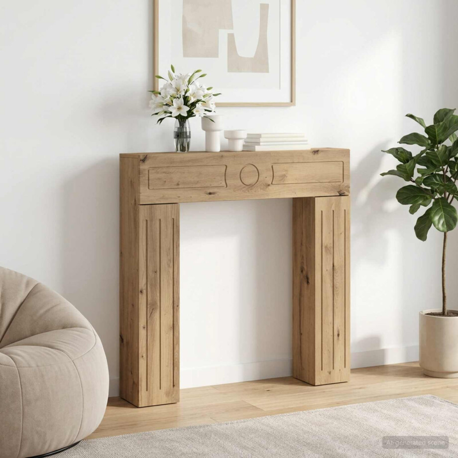 vidaXL Haardomlijsting Artisanaal eiken 102 x 18 x 100,5 cm afbeelding 1