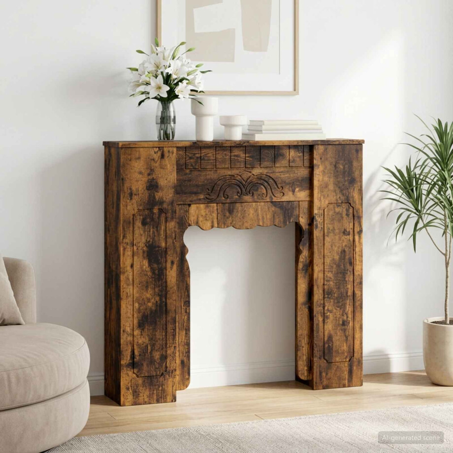 vidaXL Haardomlijsting Gerookt eiken 93 x 20 x 89 cm Bewerkt hout afbeelding 1
