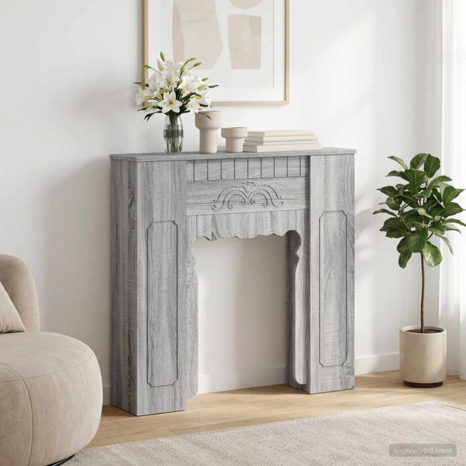 vidaXL Haardomlijsting Grijs Sonoma 93 x 20 x 89 cm Bewerkt hout afbeelding 1