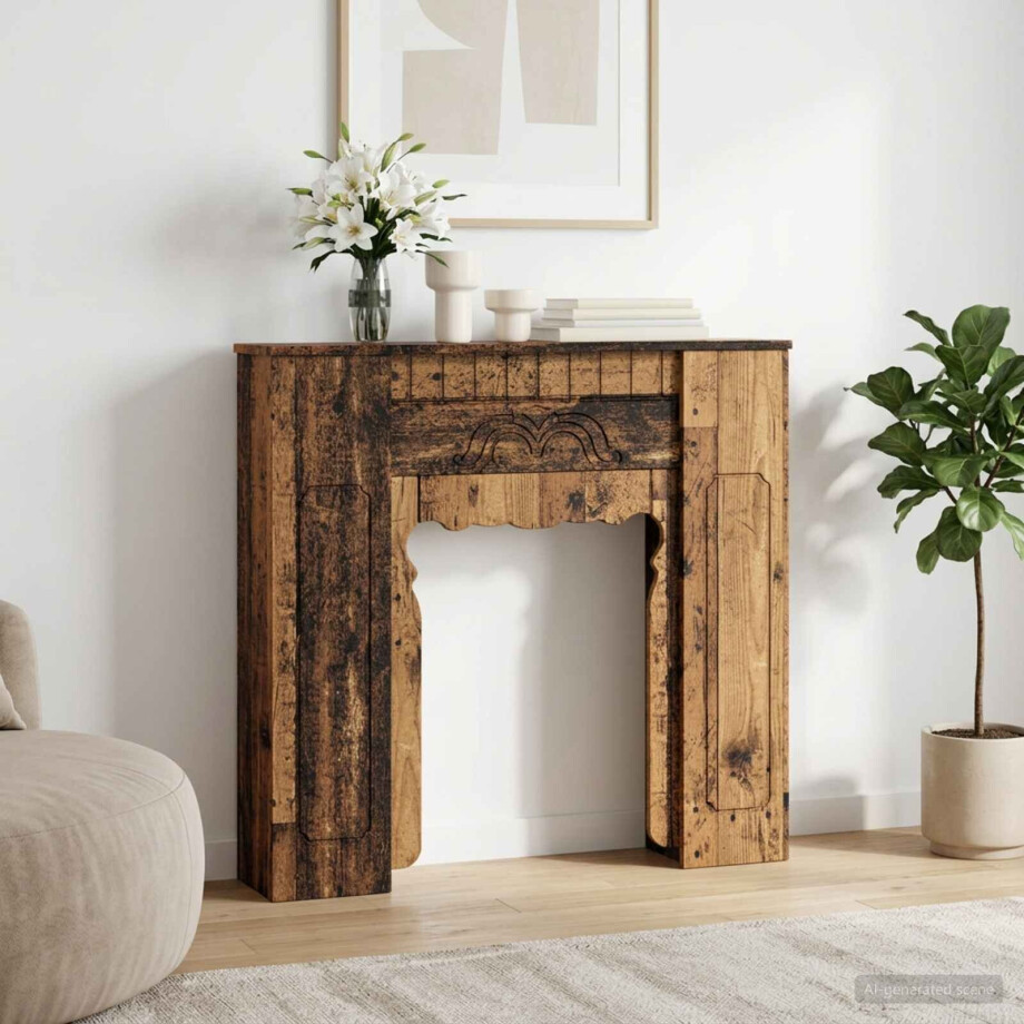 vidaXL Haardomlijsting Oud hout 93 x 20 x 89 cm Bewerkt hout afbeelding 1