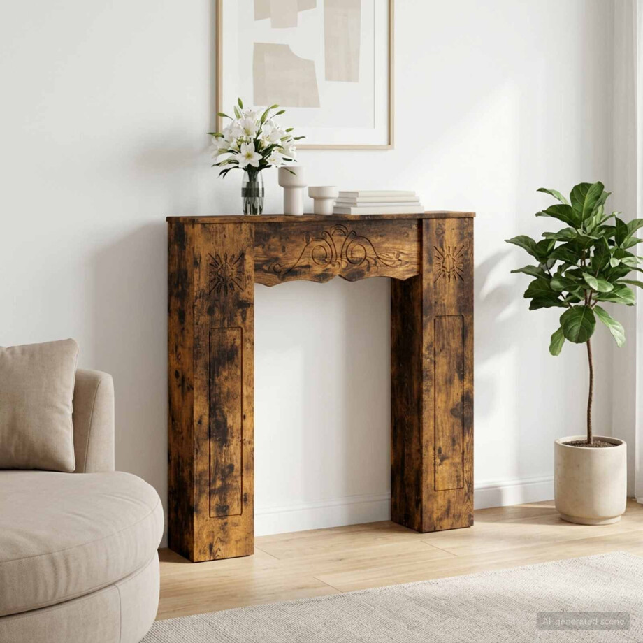 vidaXL Haardomlijsting Gerookt eiken 102 x 20 x 102 cm Bewerkt hout vidaXL Haardomlijsting Gerookt eiken 102 x 20 x 102 cm Bewerkt hout afbeelding 1