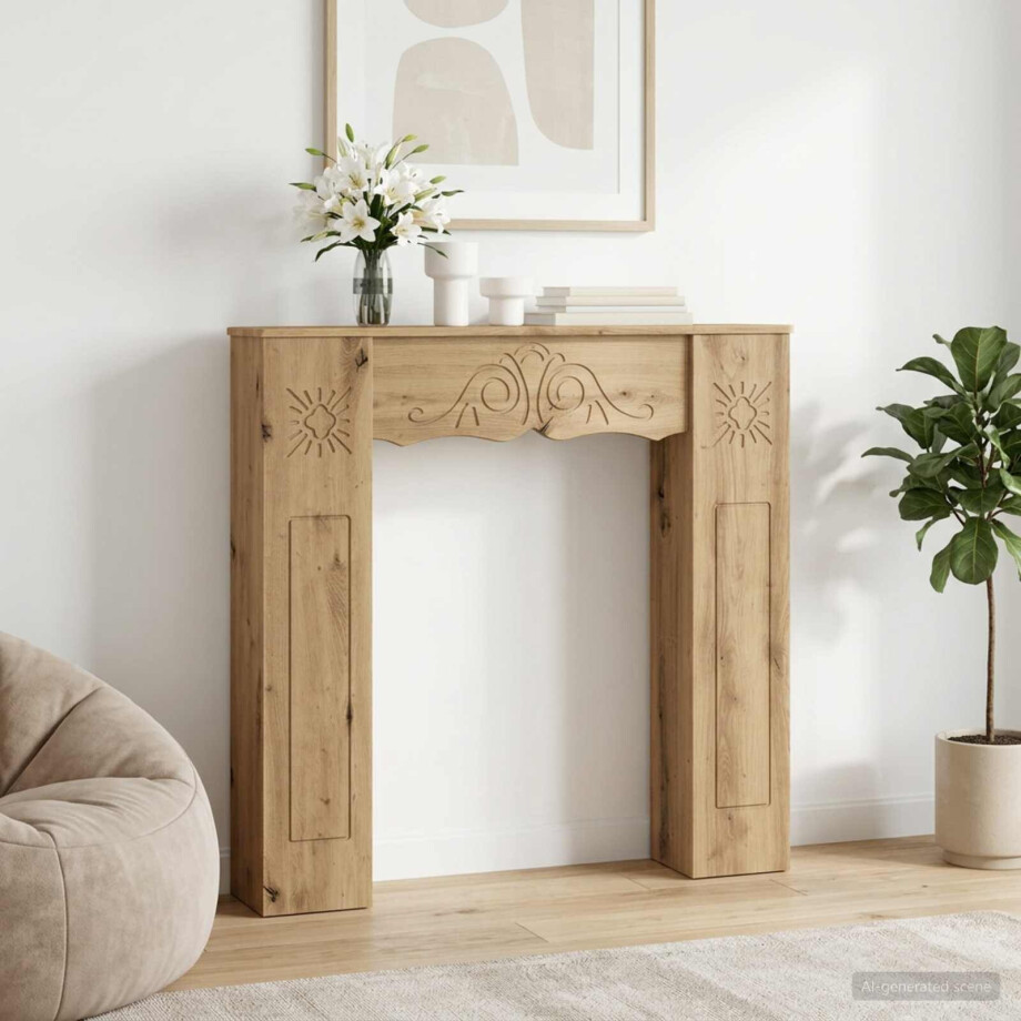 vidaXL Haardomlijsting Artisanaal eiken 102 x 20 x 102 cm Bewerkt hout vidaXL Haardomlijsting Artisanaal eiken 102 x 20 x 102 cm Bewerkt hout afbeelding 1