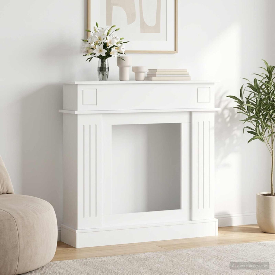 vidaXL Haardomlijsting Wit 102 x 26 x 100 cm Bewerkt hout vidaXL Haardomlijsting Wit 102 x 26 x 100 cm Bewerkt hout afbeelding 1
