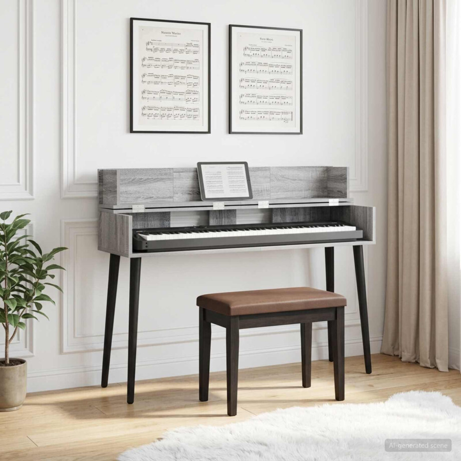 vidaXL studiobureau Grijs Sonoma 152 x 40 x 19,5 cm Bewerkt hout afbeelding 1