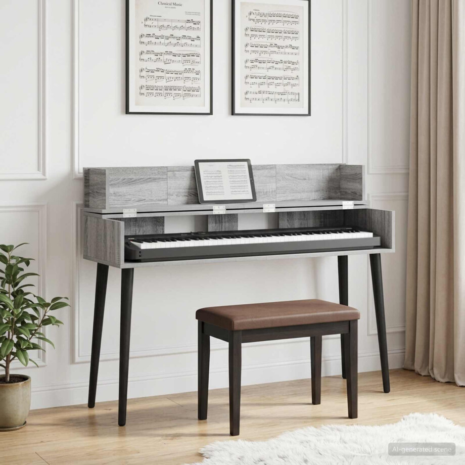 vidaXL studiobureau Grijs Sonoma 130 x 40 x 19,5 cm Bewerkt hout afbeelding 1