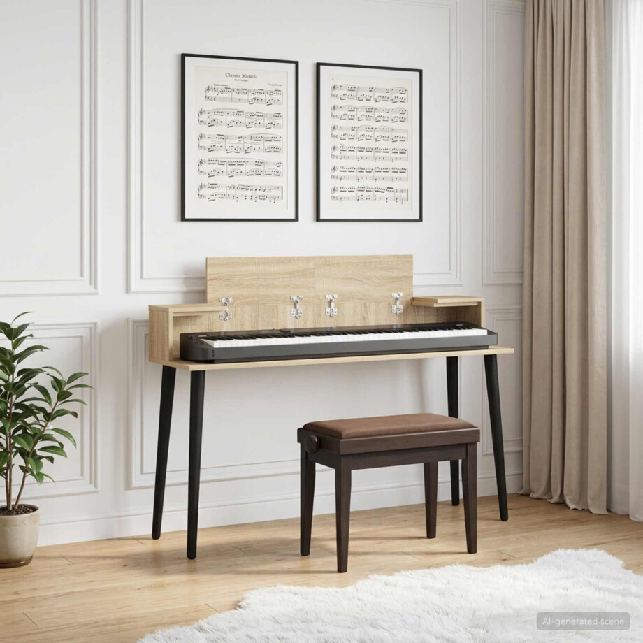 vidaXL studiobureau Sonoma 110 x 36 x 19,5 cm Bewerkt hout afbeelding 1