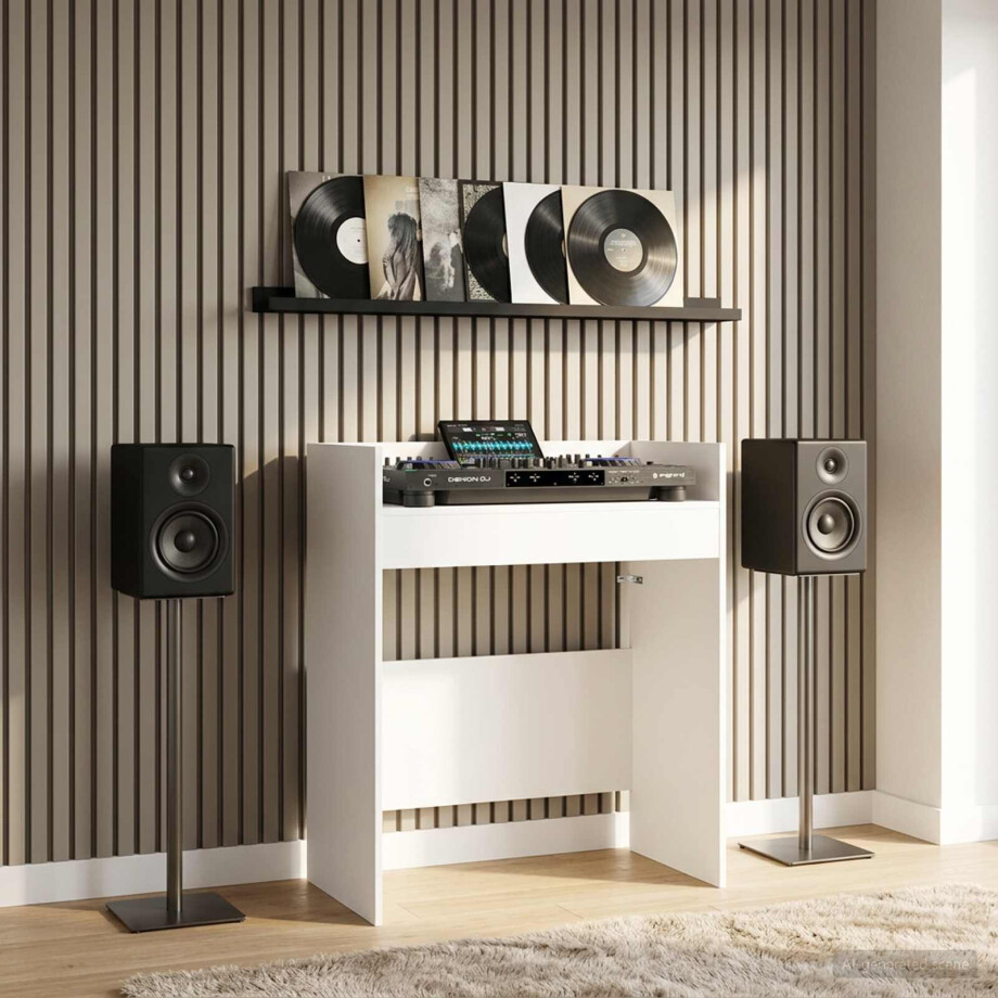 vidaXL DJ Tafel Wit 102 x 45 x 102 cm Bewerkt hout afbeelding 1