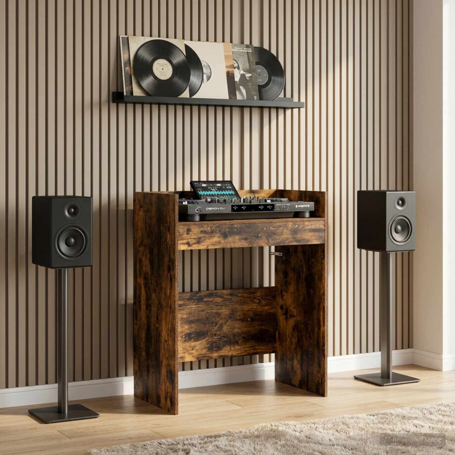 vidaXL DJ Tafel Gerookt eiken 102 x 45 x 102 cm Bewerkt hout vidaXL DJ Tafel Gerookt eiken 102 x 45 x 102 cm Bewerkt hout afbeelding 1