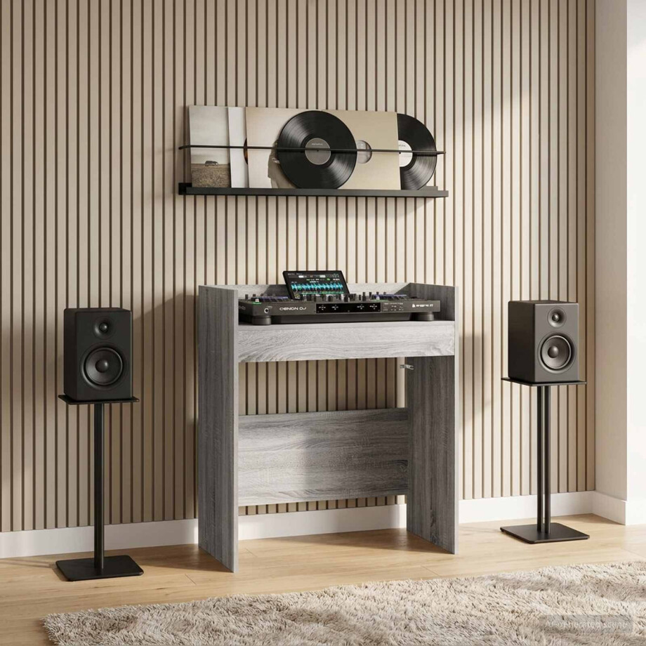 vidaXL DJ Tafel Grijs Sonoma 102 x 45 x 102 cm Bewerkt hout vidaXL DJ Tafel Grijs Sonoma 102 x 45 x 102 cm Bewerkt hout afbeelding 1
