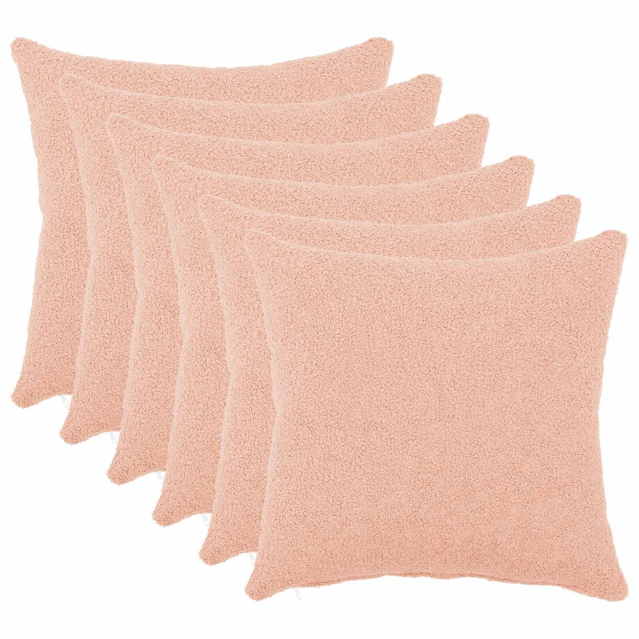 vidaXL Kussensloop 6 pcs HEERLEN Roze 30 x 30 cm Bouclé vidaXL Kussensloop 6 pcs HEERLEN Roze 30 x 30 cm Bouclé afbeelding 1