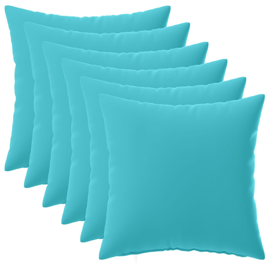 vidaXL Kussensloop 6 pcs HEERLEN Turquoise 30 x 30 cm Polyester afbeelding 1