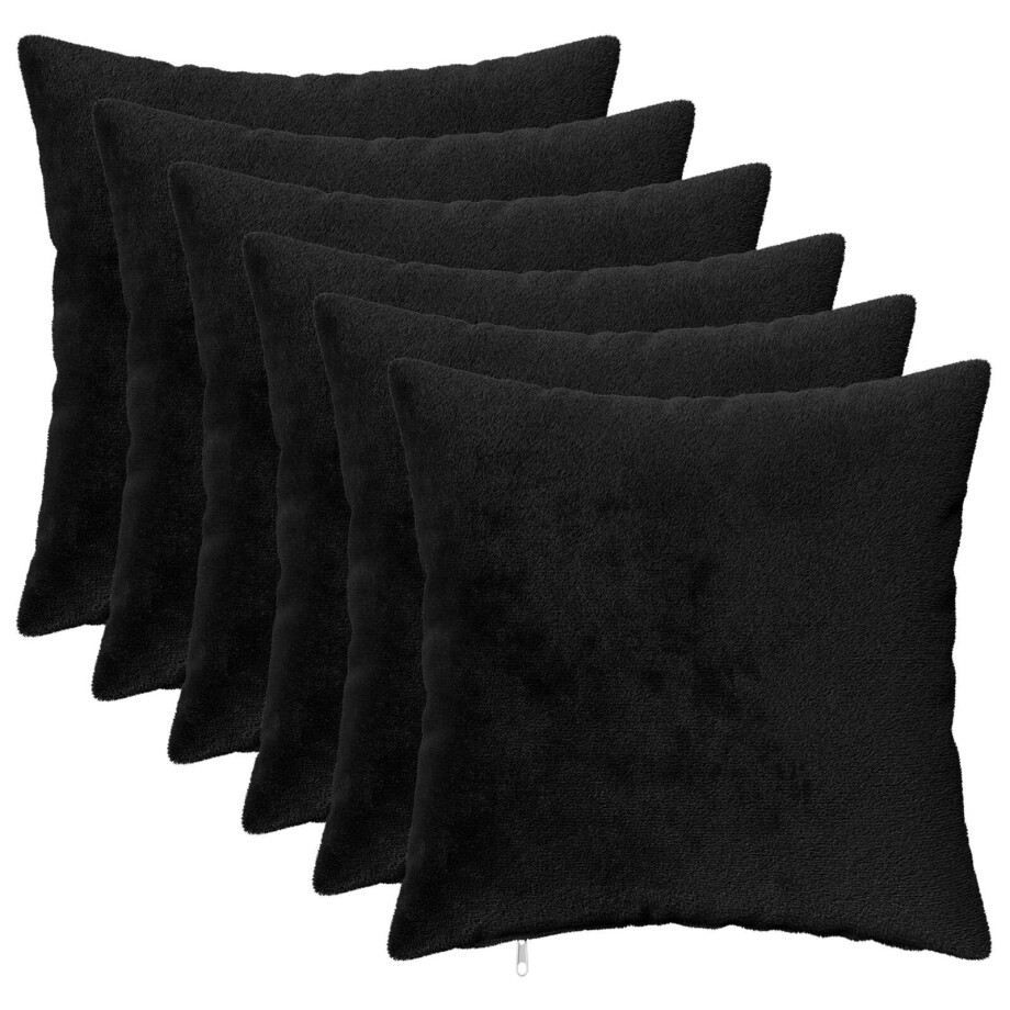 vidaXL Kussensloop 6 pcs HEERLEN Zwart 30 x 30 cm Flanel afbeelding 1