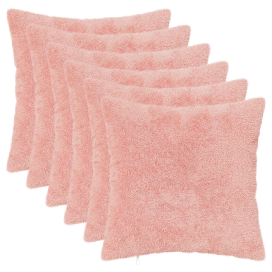 vidaXL Kussensloop 6 st HEERLEN Roze 30 x 30 cm Nep Konijnenbont vidaXL Kussensloop 6 st HEERLEN Roze 30 x 30 cm Nep Konijnenbont afbeelding 1