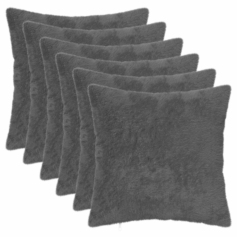 vidaXL Kussensloop 6 st HEERLEN Donkergrijs 30 x 30 cm afbeelding 1