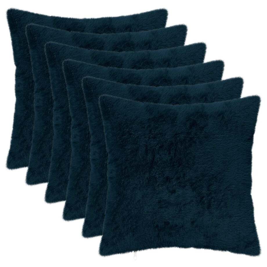vidaXL Kussensloop 6 st HEERLEN Marineblauw 30 x 30 cm afbeelding 1
