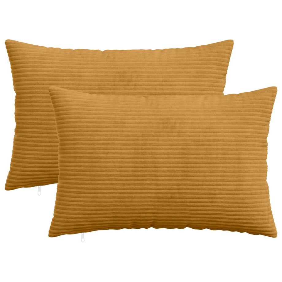 vidaXL Kussensloop 2 pcs HEERLEN Geel 30 x 50 cm corduroy vidaXL Kussensloop 2 pcs HEERLEN Geel 30 x 50 cm corduroy afbeelding 1
