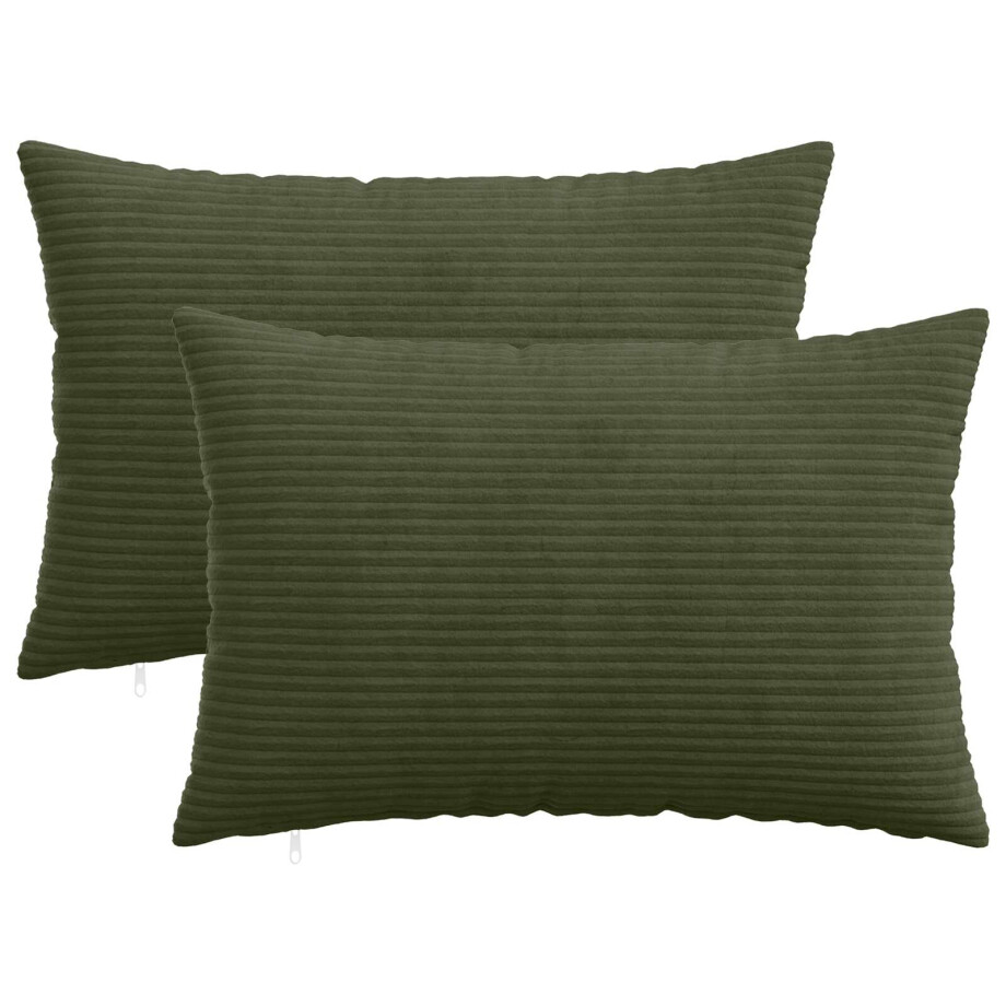 vidaXL Kussensloop 2 pcs HEERLEN Groen 30 x 50 cm corduroy vidaXL Kussensloop 2 pcs HEERLEN Groen 30 x 50 cm corduroy afbeelding 1