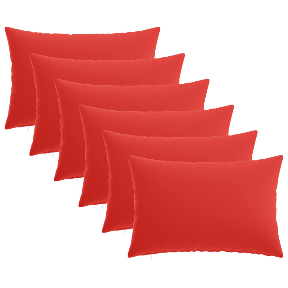 vidaXL Kussensloop 6 pcs HEERLEN Rood 30 x 50 cm Polyester afbeelding 1