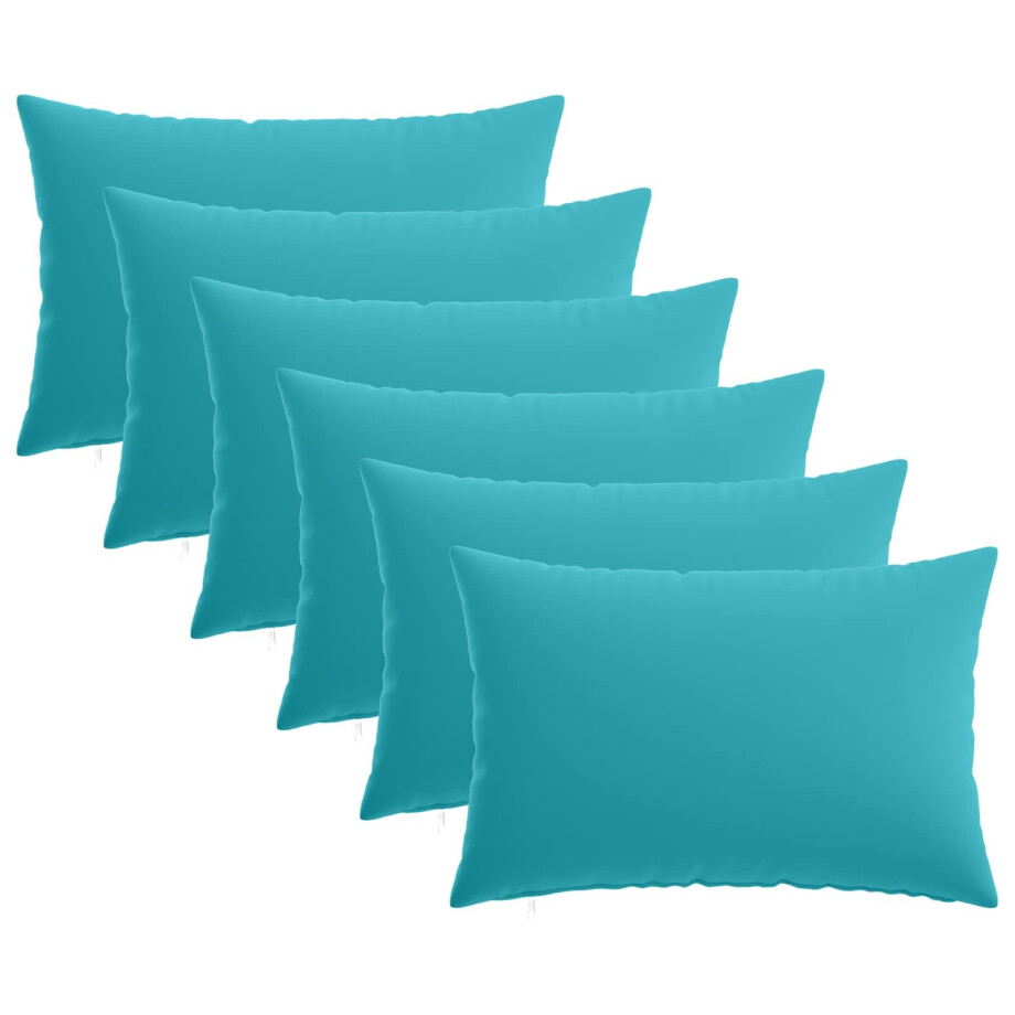vidaXL Kussensloop 6 pcs HEERLEN Turquoise 30 x 50 cm Polyester afbeelding 1