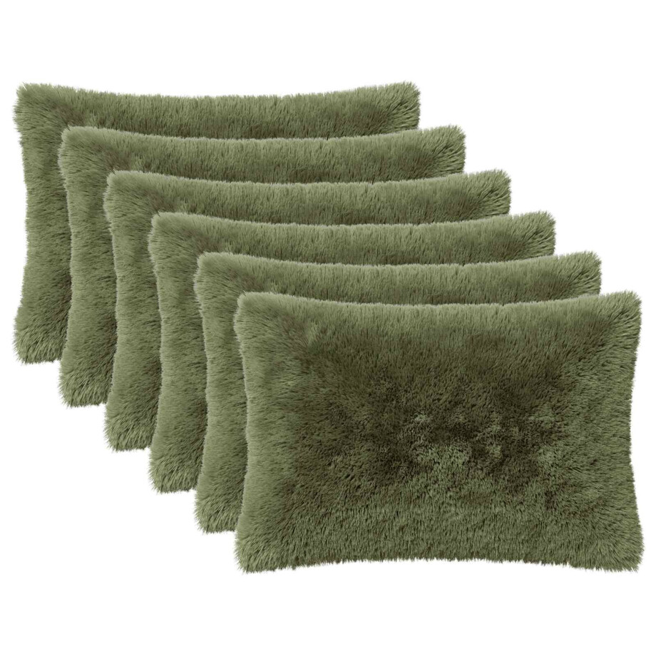 vidaXL Kussensloop 6 pcs HEERLEN Groen 30 x 50 cm PV Fleece afbeelding 1