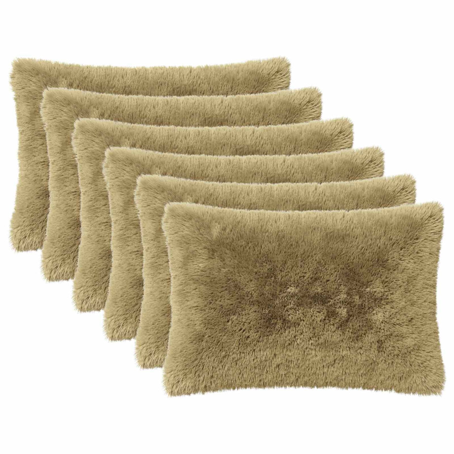 vidaXL Kussensloop 6 pcs HEERLEN Lichtgroen 30 x 50 cm PV Fleece afbeelding 1