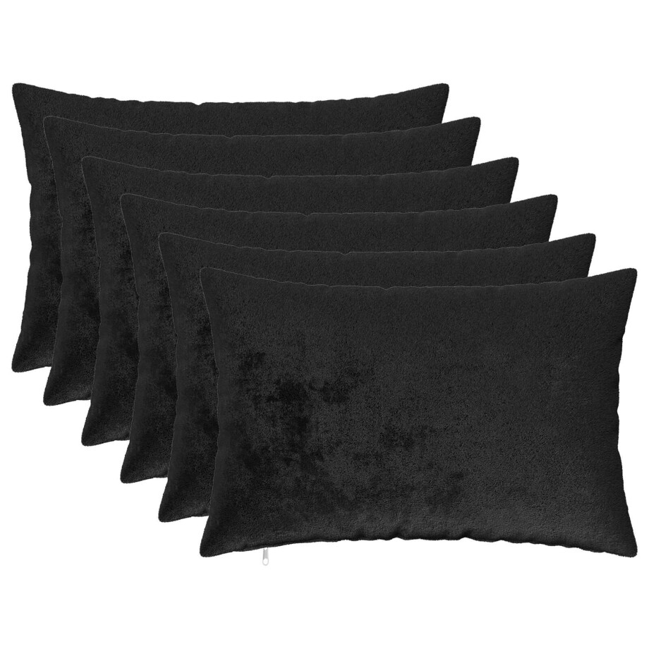 vidaXL Kussensloop 6 pcs HEERLEN Zwart 30 x 50 cm Flanel afbeelding 1