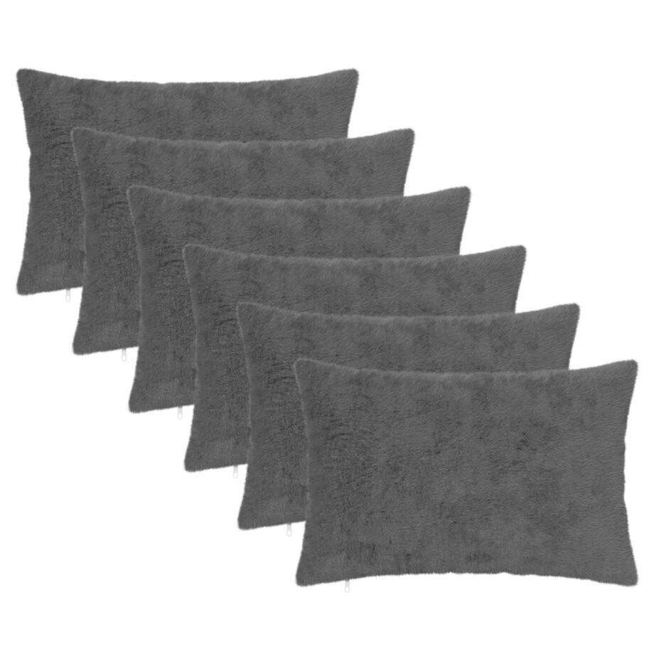 vidaXL Kussensloop 6 st HEERLEN Donkergrijs 30 x 50 cm afbeelding 1