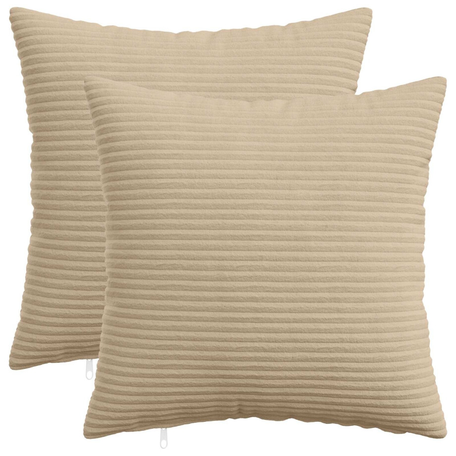 vidaXL Kussensloop 2 pcs HEERLEN Taupe 35 x 35 cm corduroy vidaXL Kussensloop 2 pcs HEERLEN Taupe 35 x 35 cm corduroy afbeelding 1